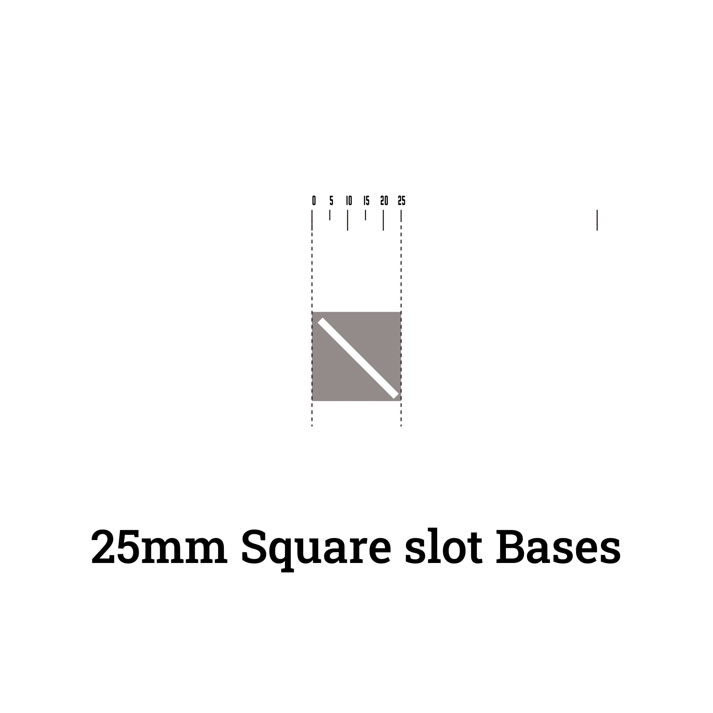 25mm Square Slot Bases Miniature Square Bases for 3D Print Miniautres