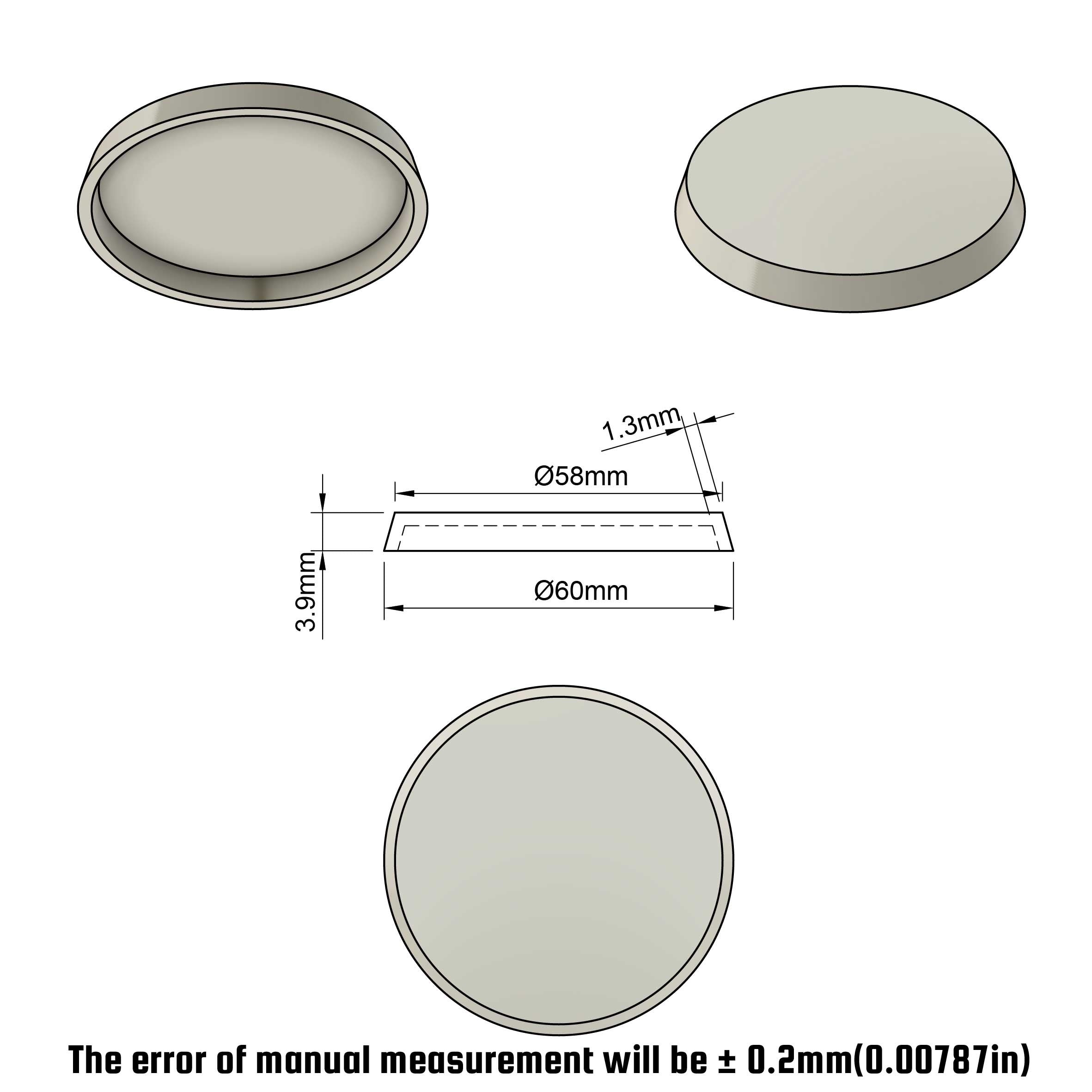 Plastic 60mm Round Bases For 3D print Miniature