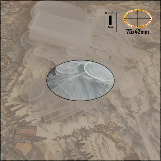 Oval Clear Bases 75x42mm Transparent Bases for Miniatures